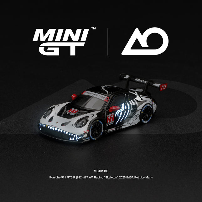[pre-order] 掛卡版 MINIGT Porsche 911 GT3 R (992) #77 AO Racing "Skeleton Rexy" 2026 IMSA Petit Le Mans / Blister Packaging
