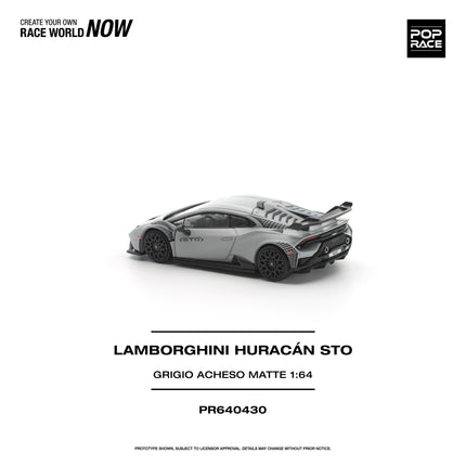 1:64 POP Race 合金車仔模型 - LAMBORGHINI HURACAN STO GRIGIO ACHESO MATTE