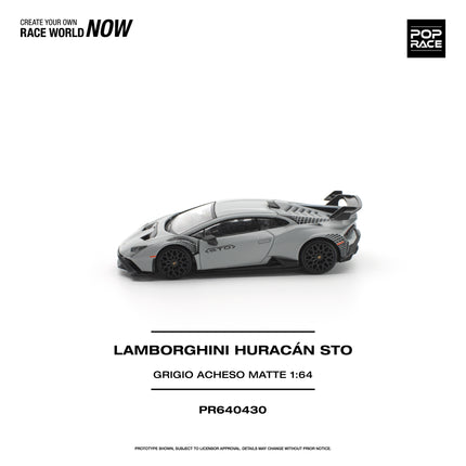 1:64 POP Race 合金車仔模型 - LAMBORGHINI HURACAN STO GRIGIO ACHESO MATTE
