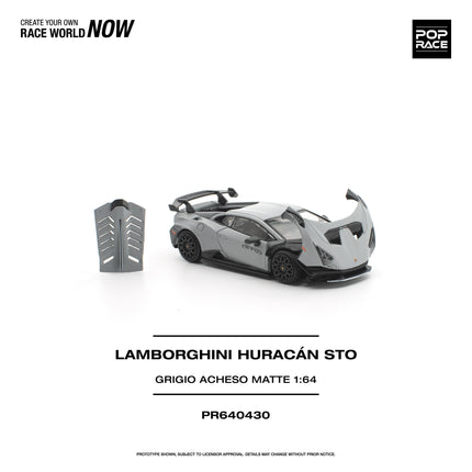 1:64 POP Race 合金車仔模型 - LAMBORGHINI HURACAN STO GRIGIO ACHESO MATTE
