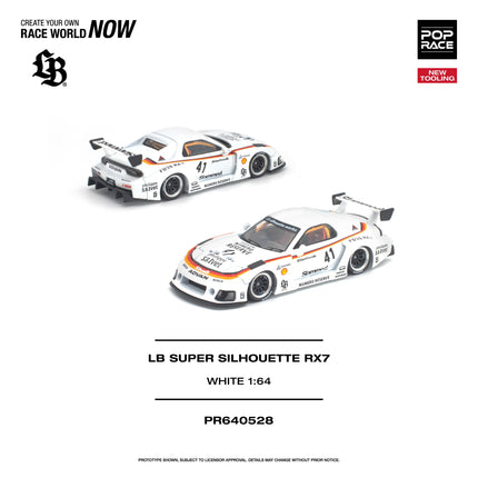 [Pre-Order] 1:64 POP Race Diecast Model Car LB SUPER SILHOUETTE RX7 (FD3S) WHITE