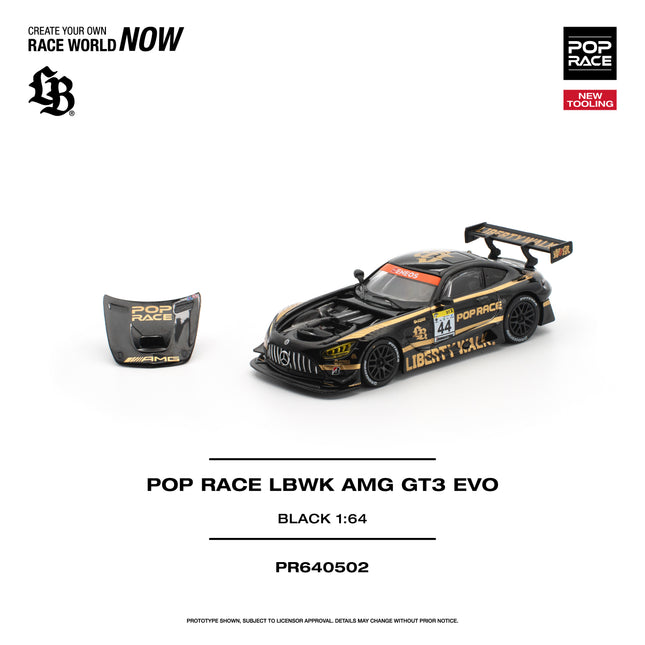 [Pre-Order] 1:64 POP Race LBWK AMG GT3 EVO BLACK NEW TOOLING   (8.3)