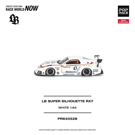[Pre-Order] 1:64 POP Race Diecast Model Car LB SUPER SILHOUETTE RX7 (FD3S) WHITE