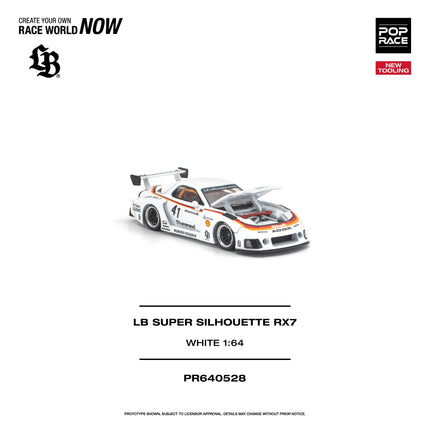 [Pre-Order] 1:64 POP Race Diecast Model Car LB SUPER SILHOUETTE RX7 (FD3S) WHITE