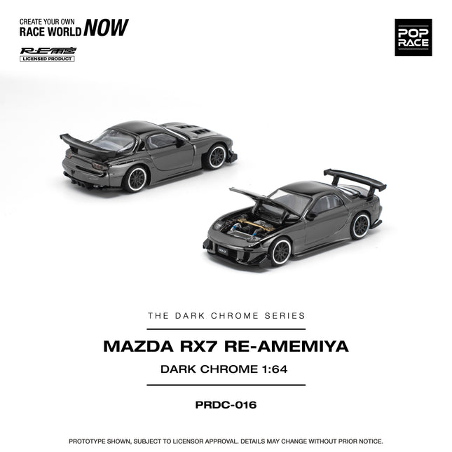[Pre-Order] 1:64 POP Race PRDC016 MAZDA RX-7 RE-AMEMIYA DARK CHROM（8.10）