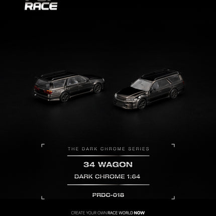[Pre-Order] 1:64 POP Race R34 WAGON DARK CHROME（10.5）