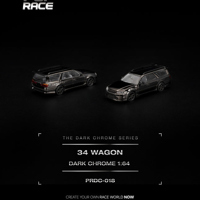 [Pre-Order] 1:64 POP Race R34 WAGON DARK CHROME（10.5）