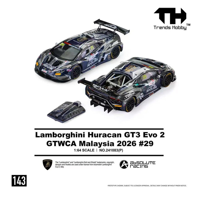 Trends Hobby 1:64 Lamborghini Huracan GT3 Evo 2 GTWCA Malaysia 2026 #29