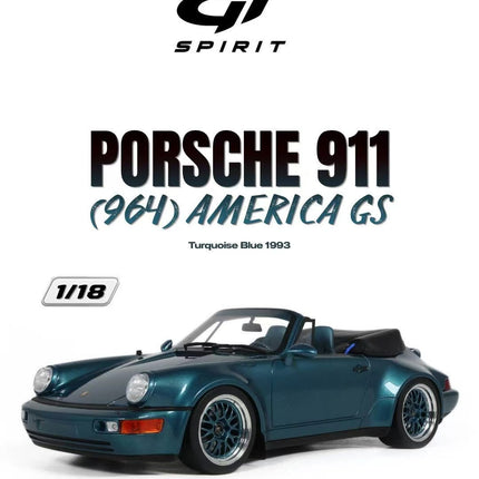 [Pre-Order] GT SPIRIT 1:18 PORSCHE 911 (964) AMERICA GS TURQUOISE BLUE 1993