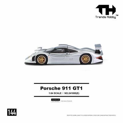 [Pre-Order] Trends Hobby 1:64- Porsche 911 GT1 1998 - Sliver （8.7）