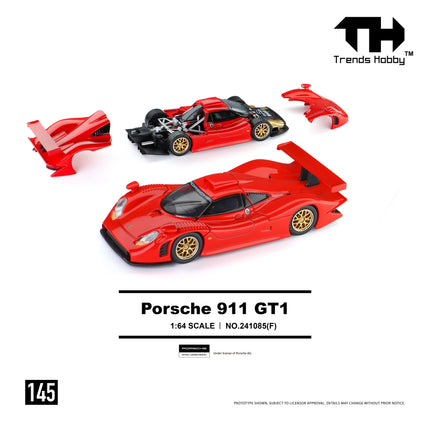 [Pre-Order] Trends Hobby 1:64 - Porsche 911 GT1 1998 - Red（8.7）