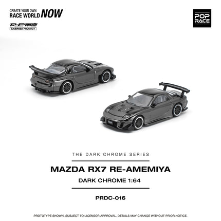 [Pre-Order] 1:64 POP Race PRDC016 MAZDA RX-7 RE-AMEMIYA DARK CHROM（8.10）