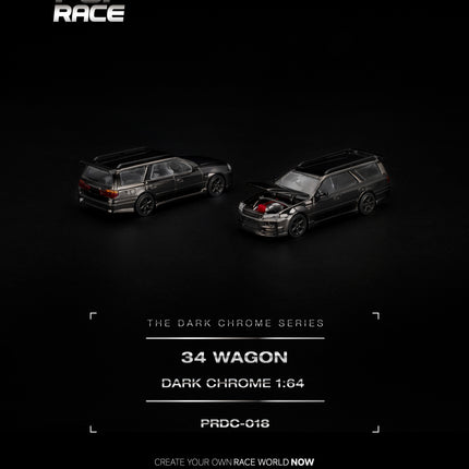 [Pre-Order] 1:64 POP Race R34 WAGON DARK CHROME（10.5）