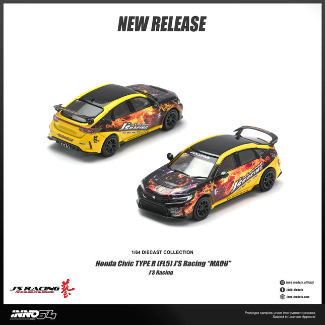 [Pre-Order] INNO 1/64 HONDA CIVIC TYPE R (FL5) J'S RACING "MAOU"