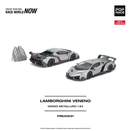 [Pre-Order] 1:64 POP Race PR640531 LAMBORGHINI VENENO GRIGIO METALLURO(10.12)