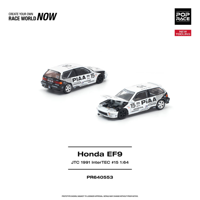 [Pre-Order] 1:64 POP Race HONDA CIVIC (EF9) #15 JTC 1991 InterTEC PR640553（9.10）