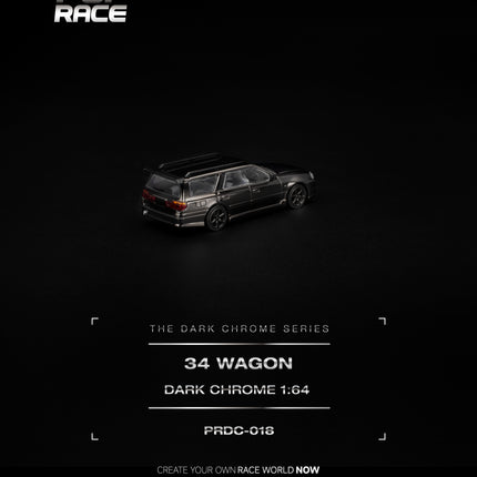 [Pre-Order] 1:64 POP Race R34 WAGON DARK CHROME（10.5）
