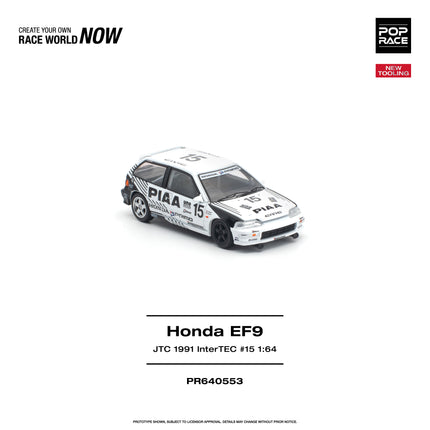 [Pre-Order] 1:64 POP Race HONDA CIVIC (EF9) #15 JTC 1991 InterTEC PR640553（9.10）