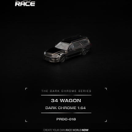 [Pre-Order] 1:64 POP Race R34 WAGON DARK CHROME（10.5）