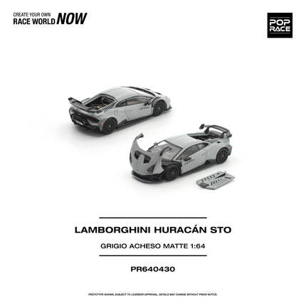 1:64 POP Race 合金車仔模型 - LAMBORGHINI HURACAN STO GRIGIO ACHESO MATTE