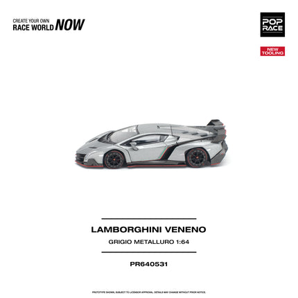 [Pre-Order] 1:64 POP Race PR640531 LAMBORGHINI VENENO GRIGIO METALLURO(10.12)