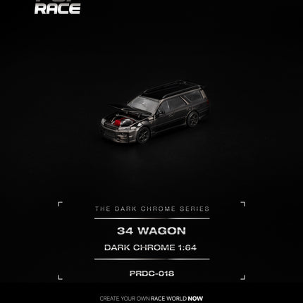 [Pre-Order] 1:64 POP Race R34 WAGON DARK CHROME（10.5）