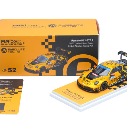 [Pre-Order] AR Box 1:64 - Porsche 992 GT3 R - 2025 Thailand Super Series B-Quik Absolute Racing #26 - Metallic Yellow Livery