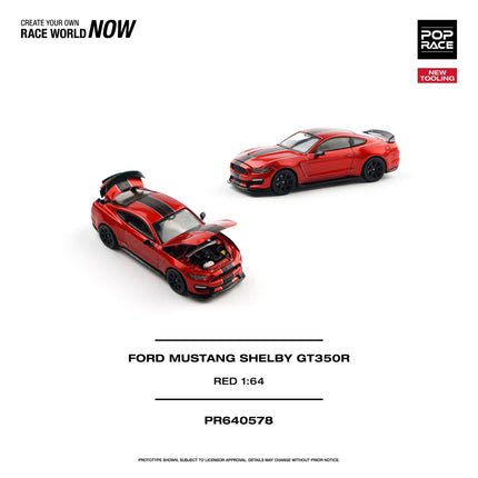 [Pre-Order] 1:64 POP Race Diecast Model Car FORD MUSTANG SHELBY GT350R RACE RED