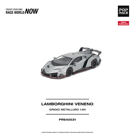 [Pre-Order] 1:64 POP Race PR640531 LAMBORGHINI VENENO GRIGIO METALLURO(10.12)