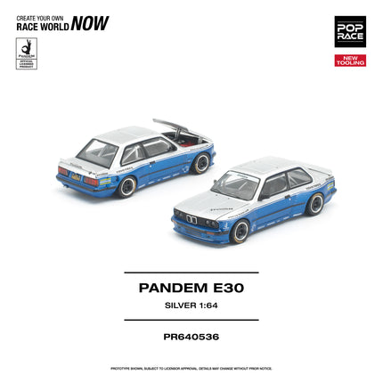 [預訂] 1:64 POP Race PANDEM E30 銀色 全新模具