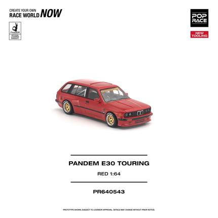 [Pre-Order] 1:64 POP Race Diecast Model Car PANDEM E30 TOURING RED