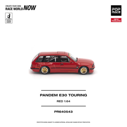 [Pre-Order] 1:64 POP Race Diecast Model Car PANDEM E30 TOURING RED