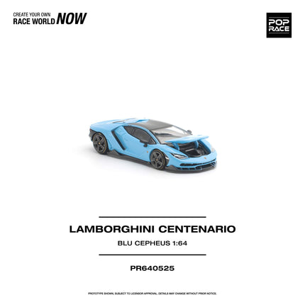 1:64 POP Race Diecast Model Car LAMBORGHINI CENTENARIO BLU CEPHEUS
