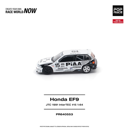 [Pre-Order] 1:64 POP Race HONDA CIVIC (EF9) #15 JTC 1991 InterTEC PR640553（9.10）