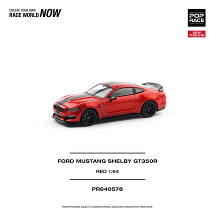 [Pre-Order] 1:64 POP Race Diecast Model Car FORD MUSTANG SHELBY GT350R RACE RED