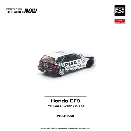[Pre-Order] 1:64 POP Race HONDA CIVIC (EF9) #15 JTC 1991 InterTEC PR640553（9.10）