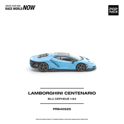 1:64 POP Race Diecast Model Car LAMBORGHINI CENTENARIO BLU CEPHEUS