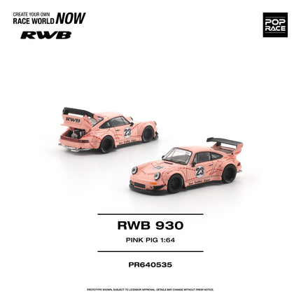 [Pre-Order] 1:64 POP Race Diecast Model Car RWB 930 PINK PIG