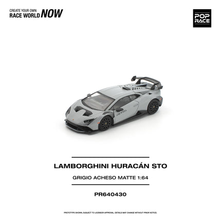 1:64 POP Race 合金車仔模型 - LAMBORGHINI HURACAN STO GRIGIO ACHESO MATTE