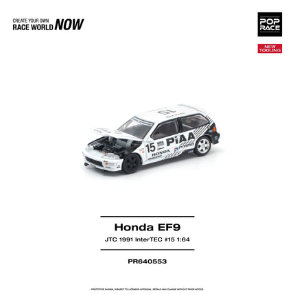 [Pre-Order] 1:64 POP Race HONDA CIVIC (EF9) #15 JTC 1991 InterTEC PR640553（9.10）