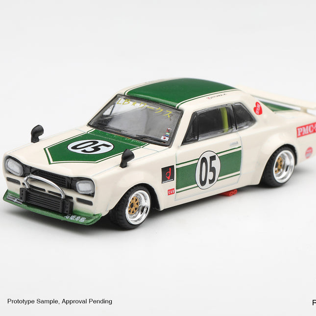 [Pre-Order]  1/64 Mini GT  Nissan Skyline LB-WORKS "HAKOSUKA" White / Green  (8.3)
