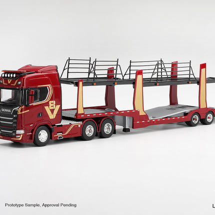 [Pre-Order]  1/64 Mini GT Scania 770S A6x4NA Car Transporter V8  50th anniversary + Car transporter Red（9.7）
