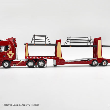 [Pre-Order]  1/64 Mini GT Scania 770S A6x4NA Car Transporter V8  50th anniversary + Car transporter Red（9.7）