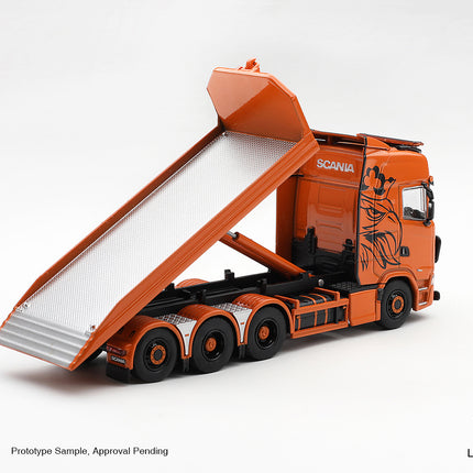 [Pre-Order]  1/64 Mini GT Scania 770S B8x4NA Hooklift Flatbed Orange（10.12）