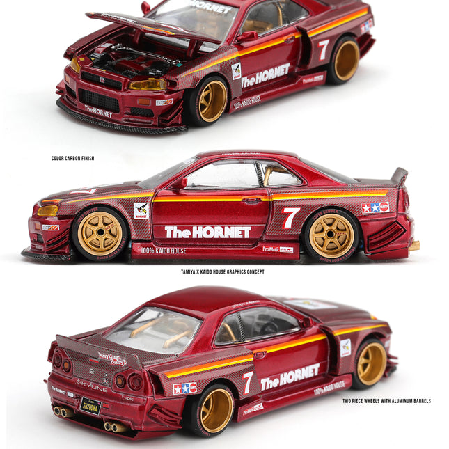 [Pre-Order]  1/64 Mini GT Nissan Skyline GT-R (R34) TAMIYA x KAIDO HOUSE "The Hornet" V2（9.21）